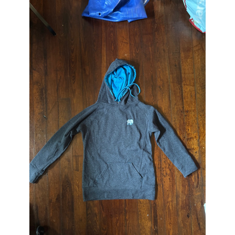 ivory ella Heather Grey Hoodie Sweatshirt with Turquoise Lining - Size M